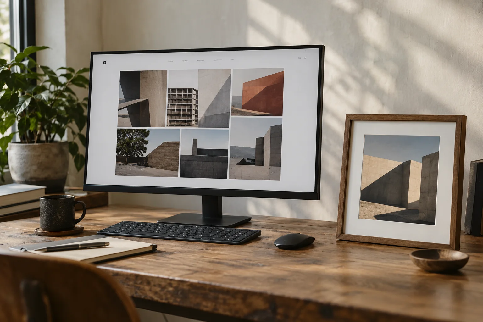 Illustrative concept: design references displayed on a monitor