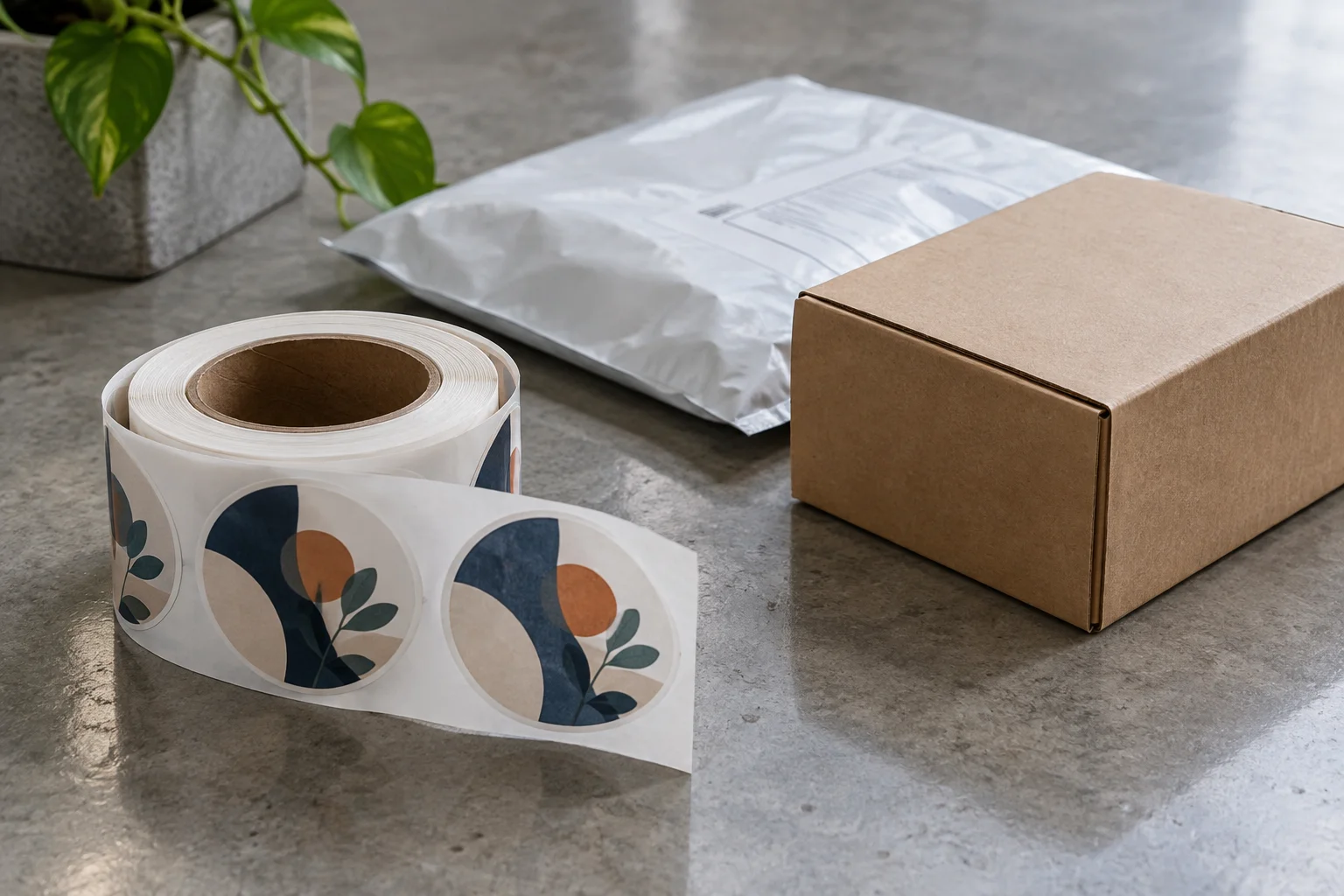 Illustrative concept: product packaging and a printed mug design